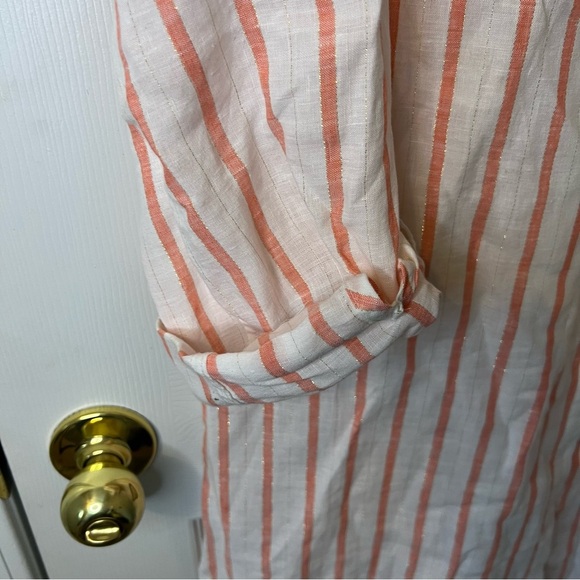 Chico's Orange and White Tunic with Vertical Stripes - Picture 2 of 6
